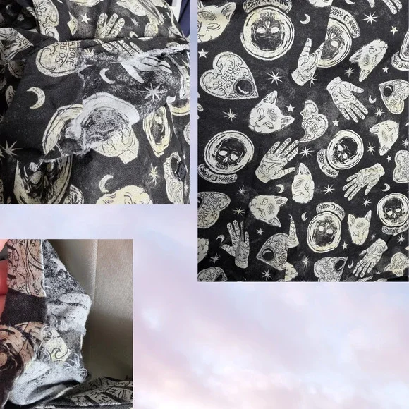 Handmade Black Ouija Board Witchy Vampy Gothic Celestial Summer Spaghetti Dress - Picture 5 of 6